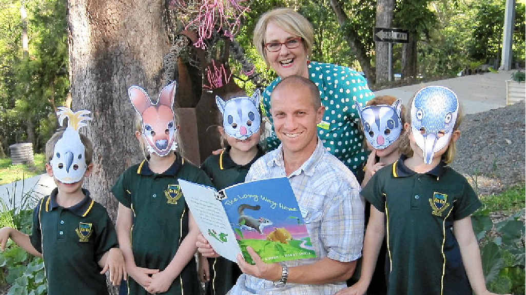 THEATRE OF LEARNING: Trent Shaw with students and Dr Sue Davis. THEATRE OF LEARNING: Trent Shaw with students and Dr Sue Davis.